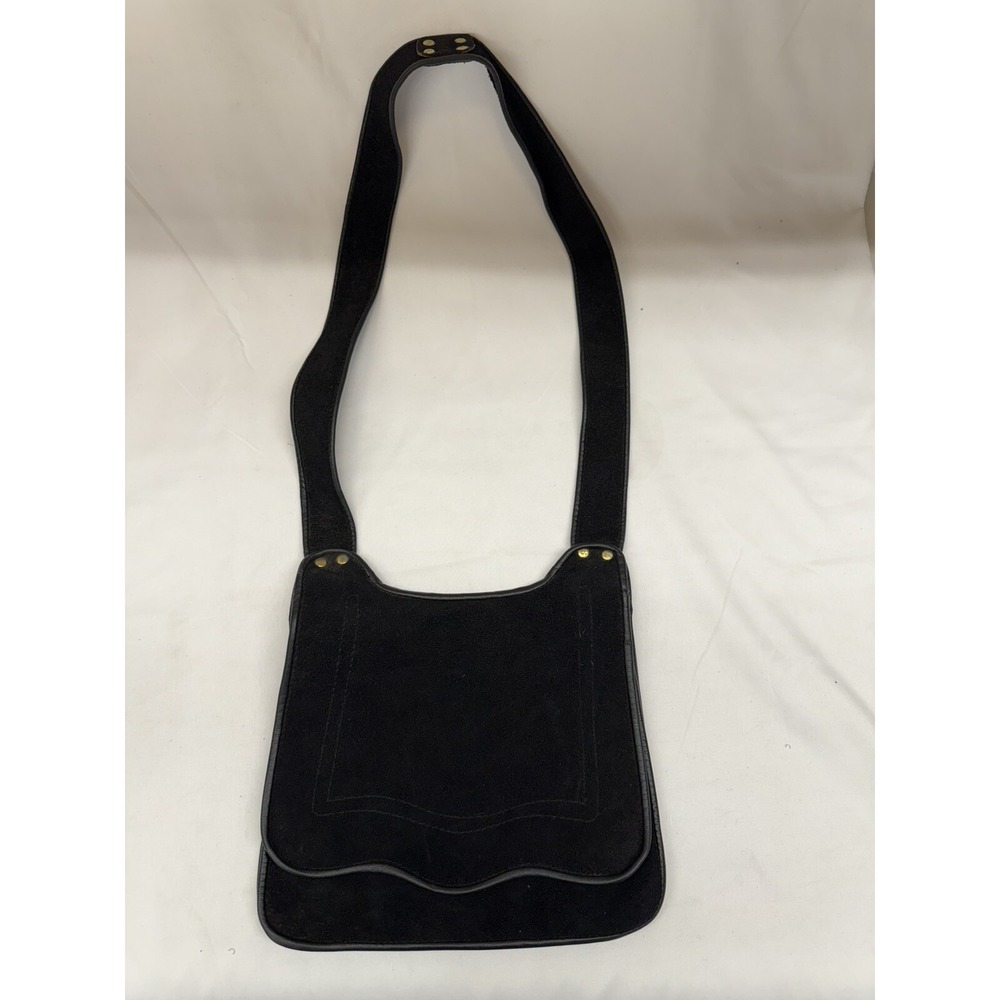 Vintage Suede Purse Black With Brass Colored Studs 1970s Mr. R